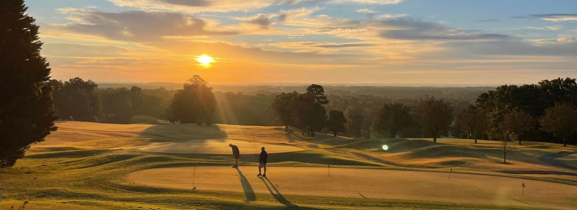 Golf course at sunset